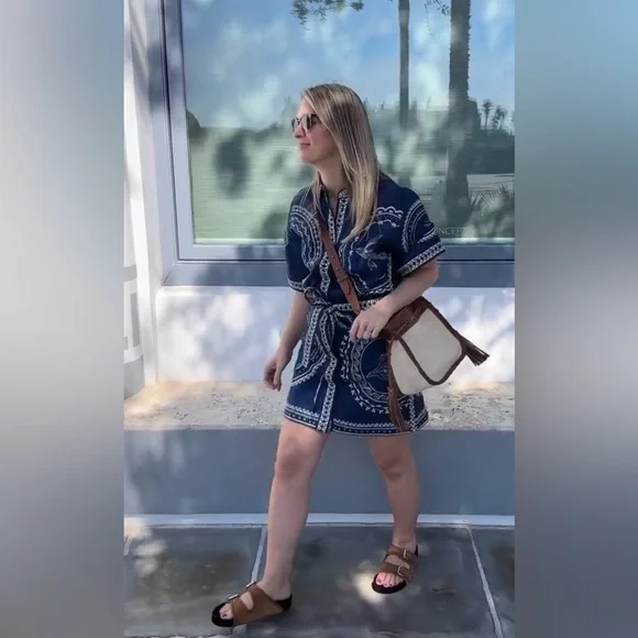 Alemais Oceane Blue and White Mini Dress - Picture 7 of 11